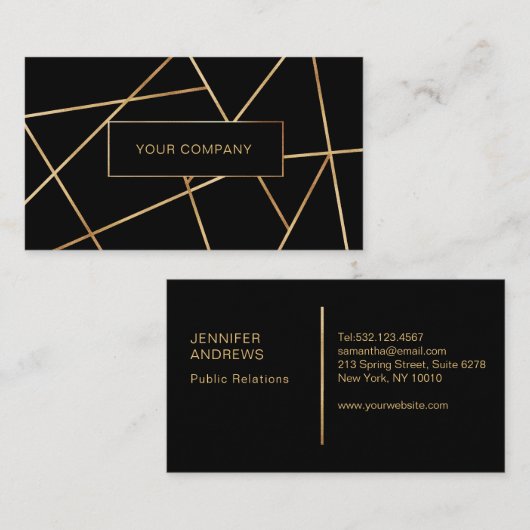 Moderne Geometrik Gold Schwarz 名刺 (正面/裏面)