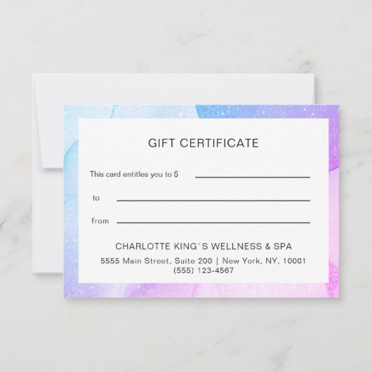 Moderne Glitzer Geschenkgutscheine Flachkarte (裏面)