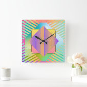 Moderne Kunst Grafik-Design 1 Formen Linien Farben スクエア壁時計 (ホーム)
