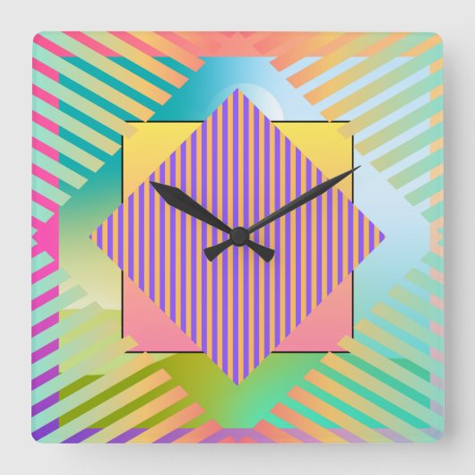 Moderne Kunst Grafik-Design 1 Formen Linien Farben スクエア壁時計 (正面)