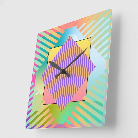 Moderne Kunst Grafik-Design 1 Formen Linien Farben スクエア壁時計 (傾斜)