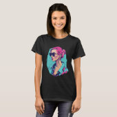 Moderne Pop Art Woman Portrait türkis pink Tシャツ (正面フル)