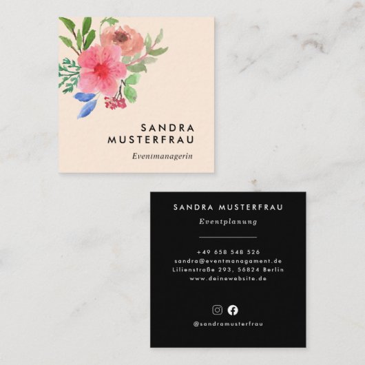 Moderne Professionelle Quadratische Visitenkarte スクエア名刺 (正面/裏面)