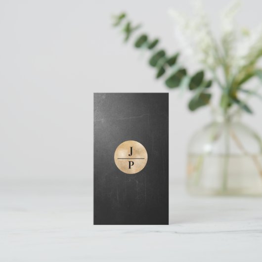 Moderne Schwarz Struktur Gold-Kreis (Imitat) 名刺 (スタンド正面)