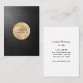 Moderne Schwarz Struktur Gold-Kreis (Imitat) 名刺 (正面/裏面)