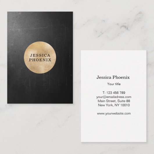 Moderne Schwarz Struktur Gold-Kreis (Imitat) 名刺 (正面/裏面)