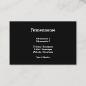Moderne Schwarze Initialien Vorlage Visitenkarte 名刺 (裏面)