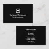 Moderne Schwarze Initialien Vorlage Visitenkarte 名刺 (正面/裏面)