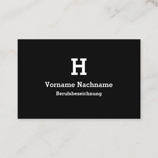 Moderne Schwarze Initialien Vorlage Visitenkarte 名刺 (正面)