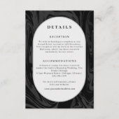 Moderne schwarze Marmor-Hochzeitsinformationen エンクロージャーカード (正面)