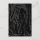 Moderne schwarze Marmor-Hochzeitsinformationen エンクロージャーカード (裏面)