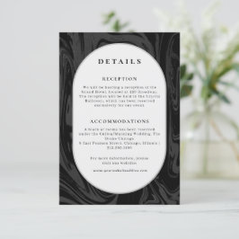 Moderne schwarze Marmor-Hochzeitsinformationen エンクロージャーカード