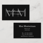 Moderne schwarze Monogramm Visitenkarte 名刺 (正面/裏面)