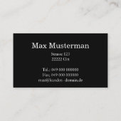 Moderne schwarze Monogramm Visitenkarte 名刺 (裏面)