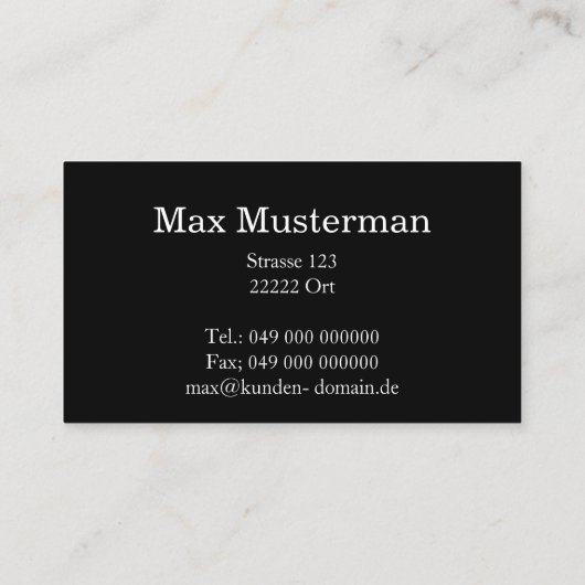 Moderne schwarze Monogramm Visitenkarte 名刺 (裏面)