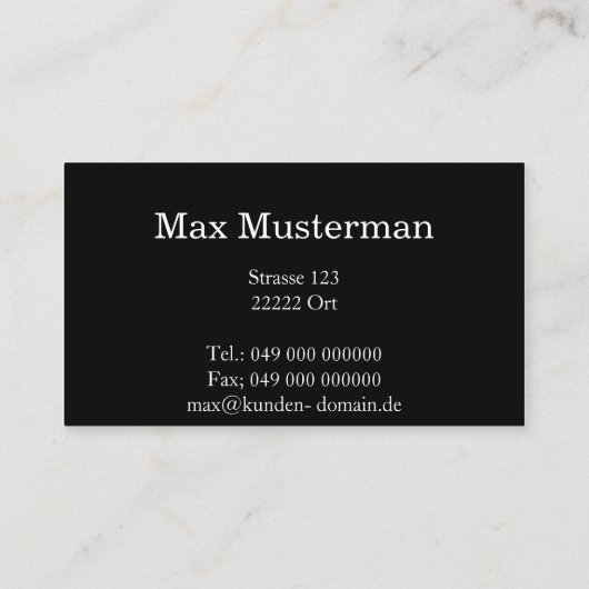 Moderne schwarze Monogramm Visitenkarte 名刺 (裏面)