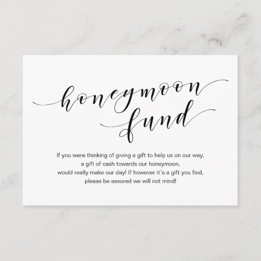 Moderne schwarze Schriftart, Hochzeits- und Flitte エンクロージャーカード (正面)