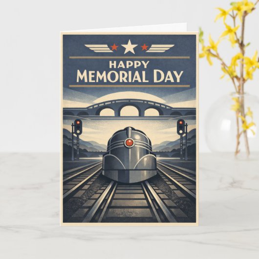 Moderne Train Streamline Memorial Day カード (黄色い花)