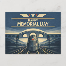 Moderne Train Streamline Memorial Day  シーズンポストカード