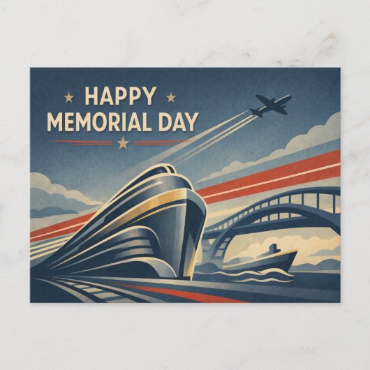 Moderne Transportation Tribute Memorial Day  シーズンポストカード (正面)