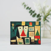 Moderne Weihnachtskarte mit Weihnachtsbaum. ポストカード (スタンド正面)