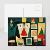 Moderne Weihnachtskarte mit Weihnachtsbaum. ポストカード (正面/裏面)