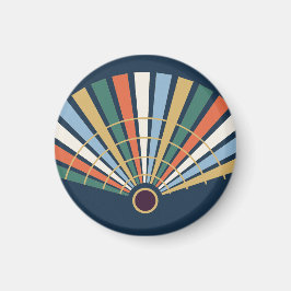 Moderner Art-Déco-Fächer in Navy und Jade マグネット