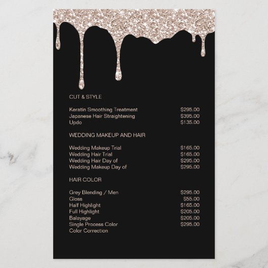 Moderner Glamour  Beige Gold Schwarz Glitter チラシ (裏面)