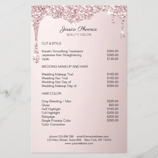 Moderner Glamour Rosa Glitzer sinkt チラシ (正面)