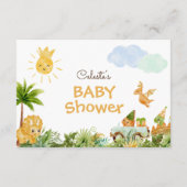 Modernes Dinosaurier-Regenbogen-Baby-Shower-Buch f エンクロージャーカード (裏面)