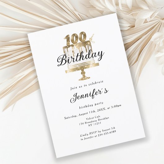 Modernes, elegantes 100. Einladung zum Geburtstag 招待状
