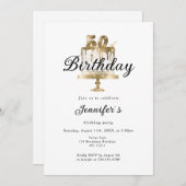 Modernes, elegantes 50. Einladung zum Geburtstag 招待状 (正面/裏面)