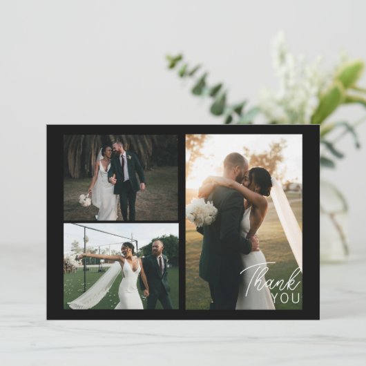 Modernes Minimalistisches  3 Fotos Vielen Dank     サンキューカード (スタンド正面)