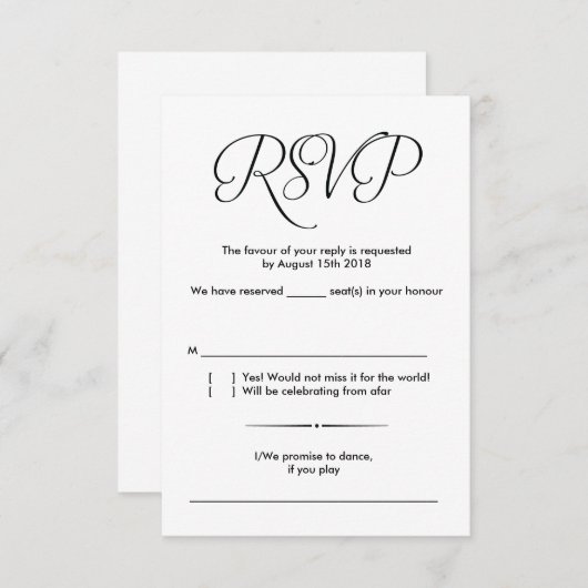 Modernes rustikales Hochzeits-RSVP-Kartendesign v1 招待状 (正面/裏面)