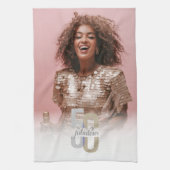 ModernFifitureと素晴らしい50th誕生日エレガント写真 キッチンタオル (縦)