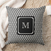 ModernGeometric Monogram Black White クッション (ブランケット)
