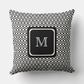 ModernGeometric Monogram Black White クッション (裏面)