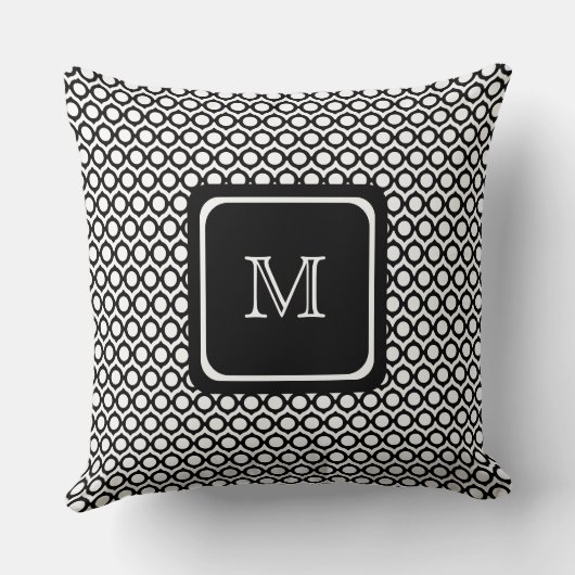 ModernGeometric Monogram Black White クッション (裏面)