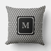 ModernGeometric Monogram Black White クッション (正面)