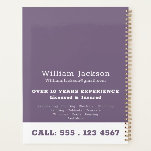 Modernhandyman construction customlogo Appointment プランナー手帳 (裏面)