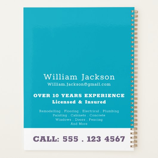 Modernhandyman construction customlogo Appointment プランナー手帳 (裏面)