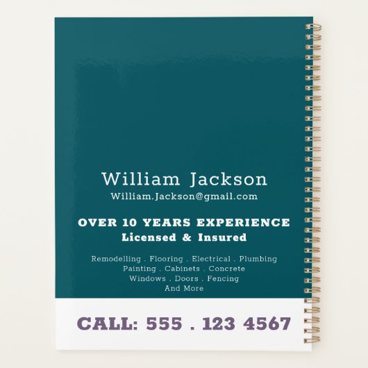 Modernhandyman construction customlogo Appointment プランナー手帳 (裏面)