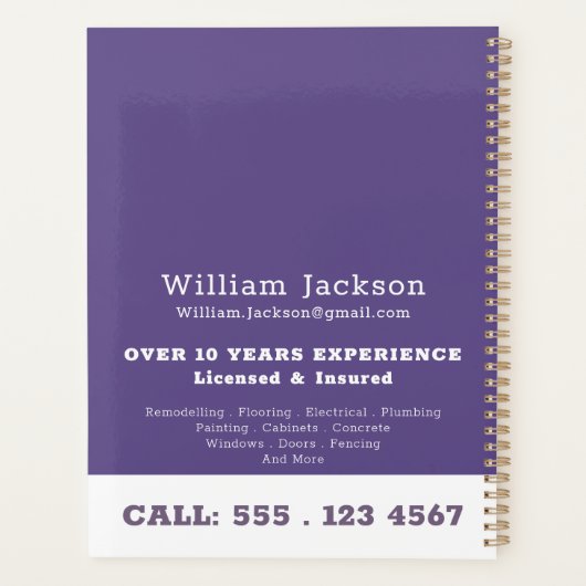 Modernhandyman construction customlogo Appointment プランナー手帳 (裏面)