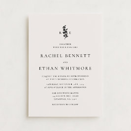 modernI vory Botanical Monogram Wedding Invitation 案内状