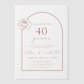 ModernMinimalistルビーレッド40結婚周年 ベラム紙招待状 (正面)