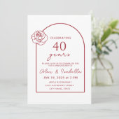 ModernMinimalistルビーレッド40結婚周年 招待状 (スタンド正面)