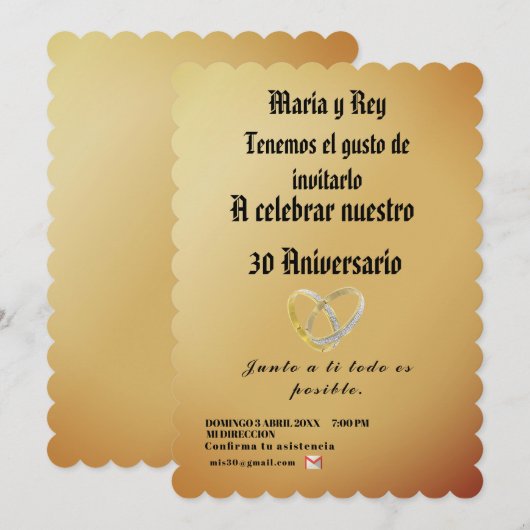Moderno,dorado Minimalista Celebracion 招待状 (正面/裏面)