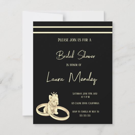 moderno perro oscuro Bridal Shower Invite (正面)