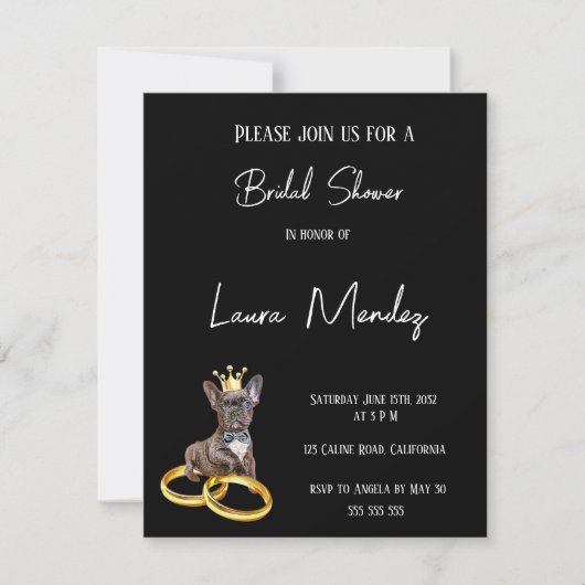 moderno perro oscuro Bridal Shower Invite (正面)