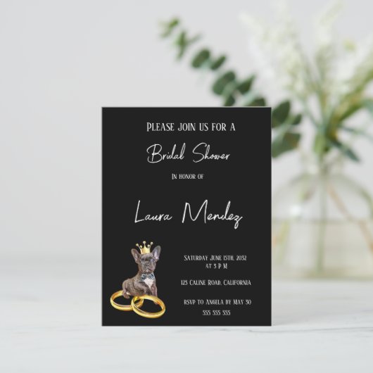 moderno perro oscuro Bridal Shower Invite (スタンド正面)